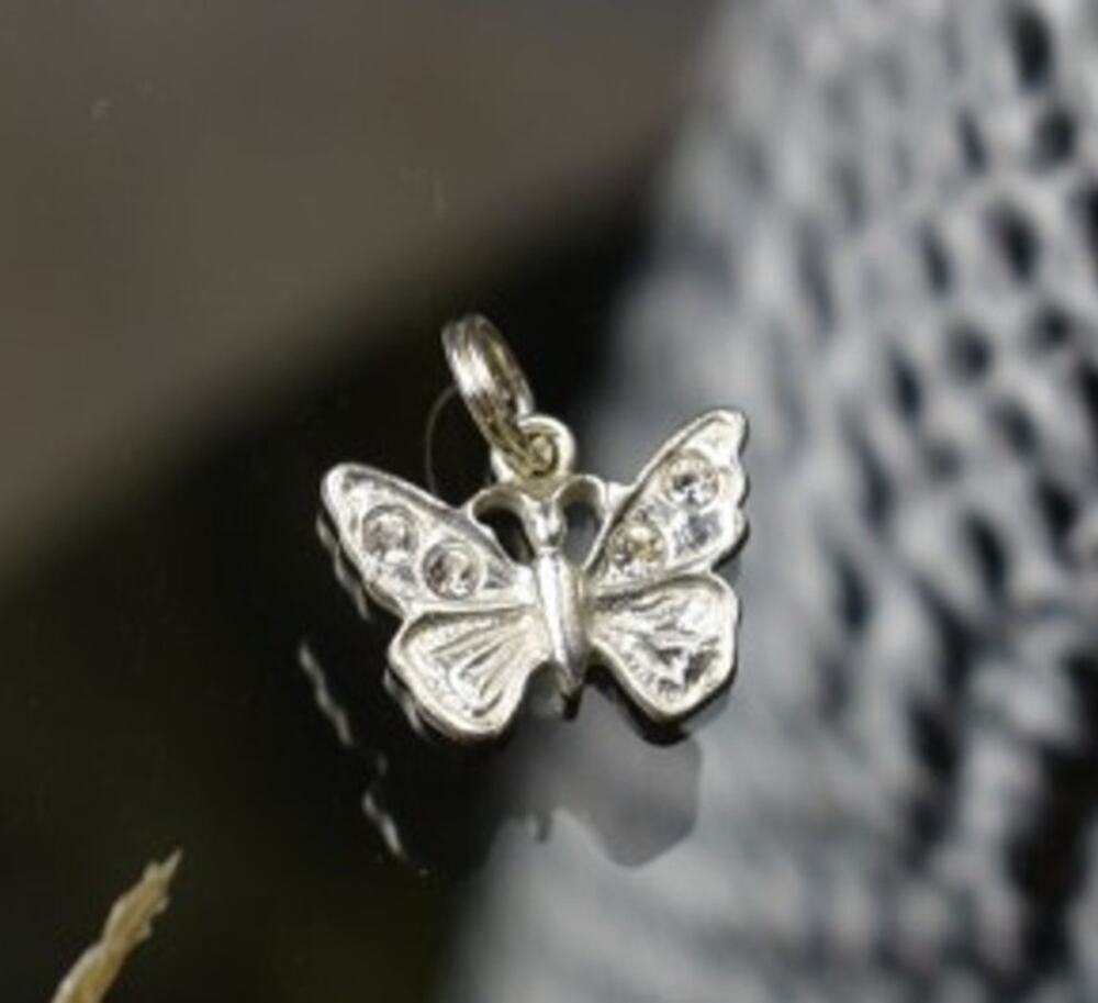 925 Sterling Silver CZ Butterfly Pendant